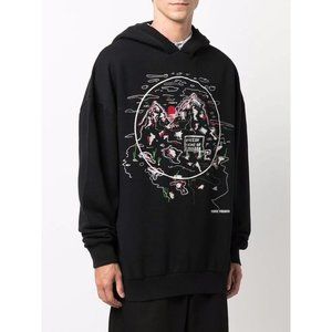 Henrik Vibskov Hoodie Planet Sweatshirt Pullover Embroidered Logo Map Mens Large